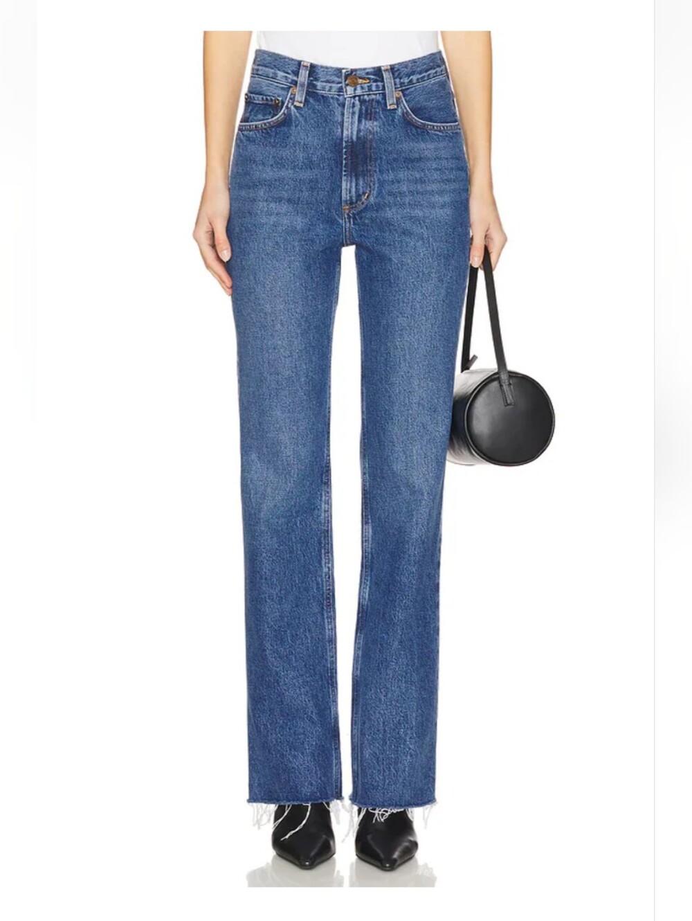 Agolde Leena Bootcut Jeans in Placebo Size 28 Raw Hem Medium Wash 33" Inseam
